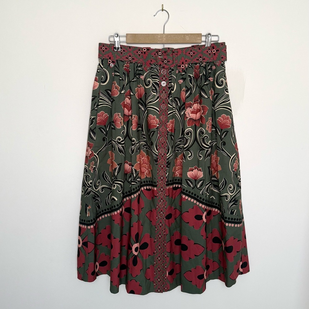 FARM Rio Arabesque Floral Green Buttons Midi Skirt, NWT 🇧🇷 - Picture 10 of 16